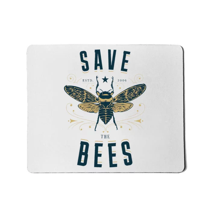 Retro Save The Bees Apiary Bee Beekeeper Earth Day Mousepad