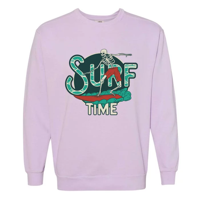 Retro Surf Time Skull Garment-Dyed Sweatshirt