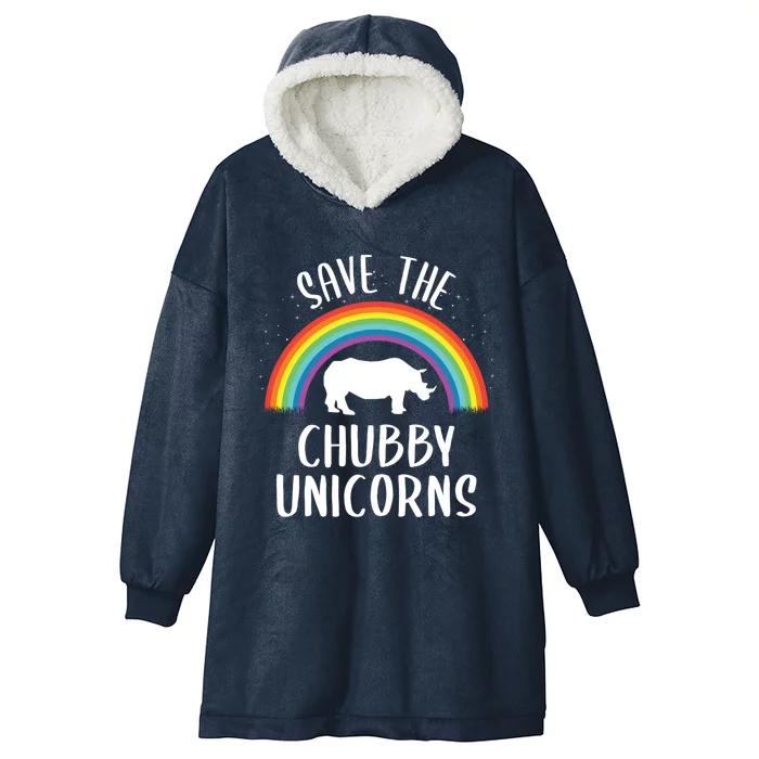 Rainbow Save The Chubby Unicorns Gift Hooded Wearable Blanket