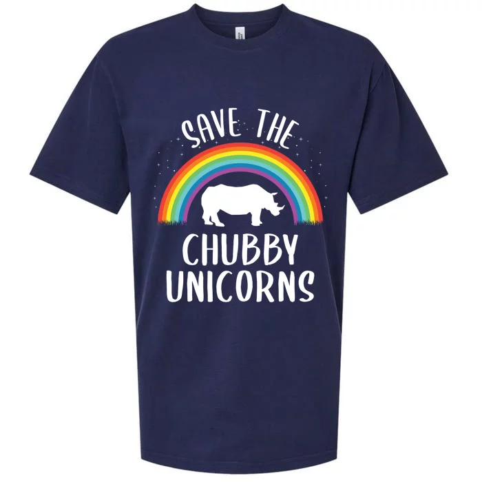 Rainbow Save The Chubby Unicorns Gift Sueded Cloud Jersey T-Shirt