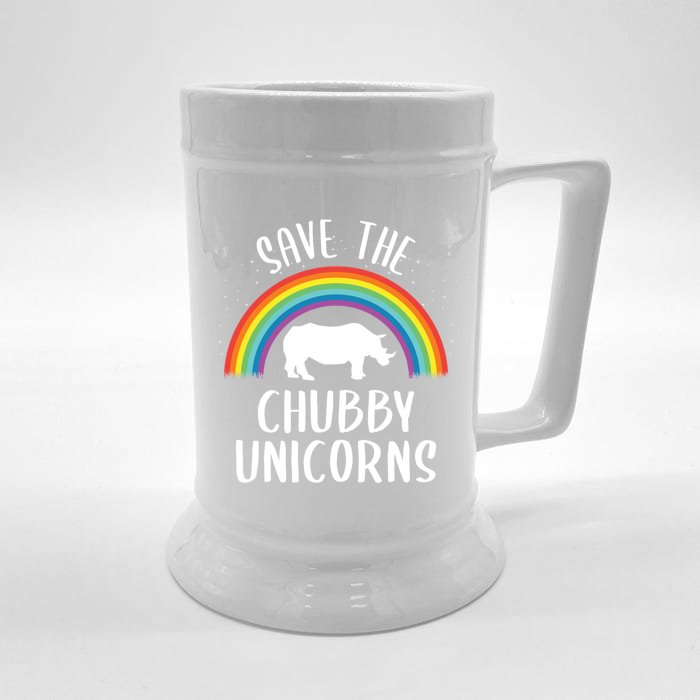 Rainbow Save The Chubby Unicorns Gift Front & Back Beer Stein