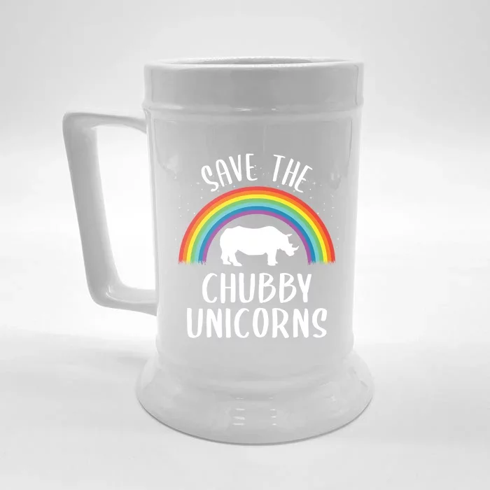 Rainbow Save The Chubby Unicorns Gift Front & Back Beer Stein