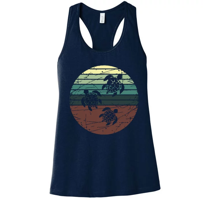 Retro Sea Turtle Women's Racerback Tank