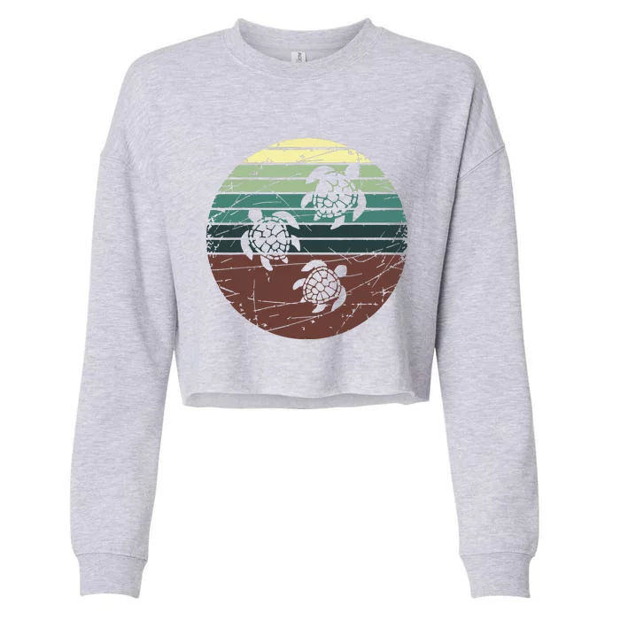 Retro Sea Turtle Cropped Pullover Crew