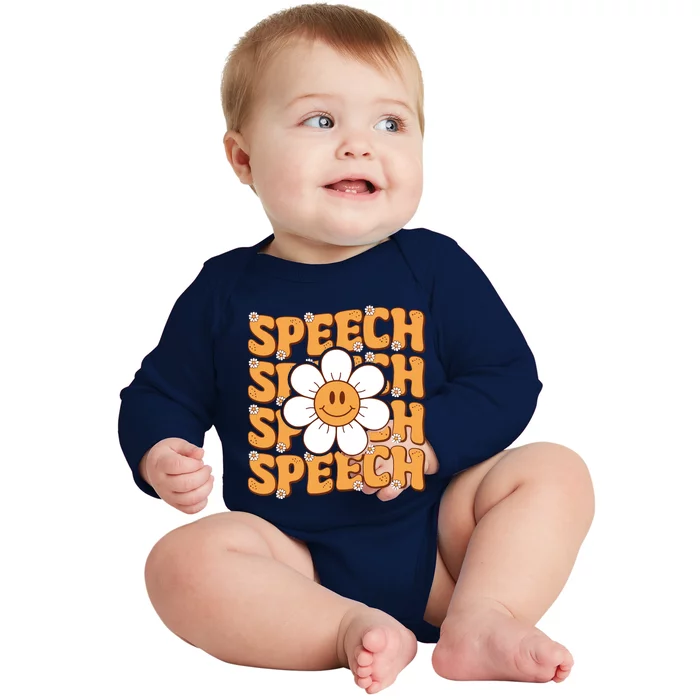 Retro Speech Therapy Speech Language Pathologist Therapist Baby Long Sleeve Bodysuit