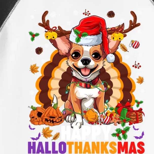 Reindeer Santa Turkey Chihuahua Dog Happy Hallothanksmas Gift Toddler Fine Jersey T-Shirt