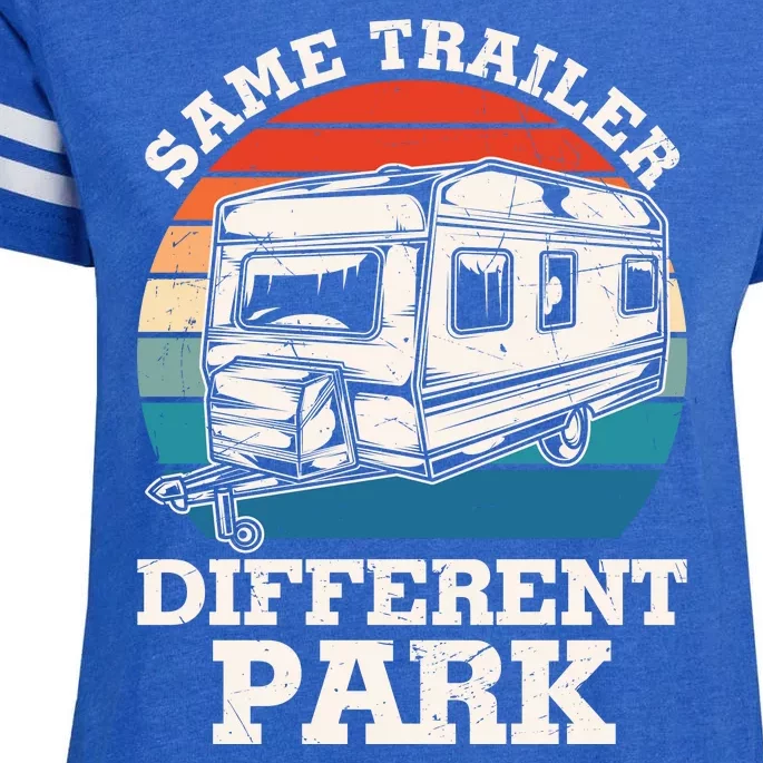 Retro Same Trailer Different Part Funny Camping Enza Ladies Jersey Football T-Shirt