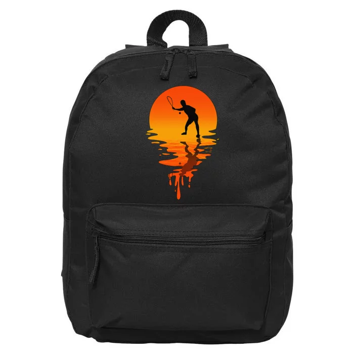 Retro Sunset Tennis Racquet Ball Coach Tennis Player 16 in Basic Backpack