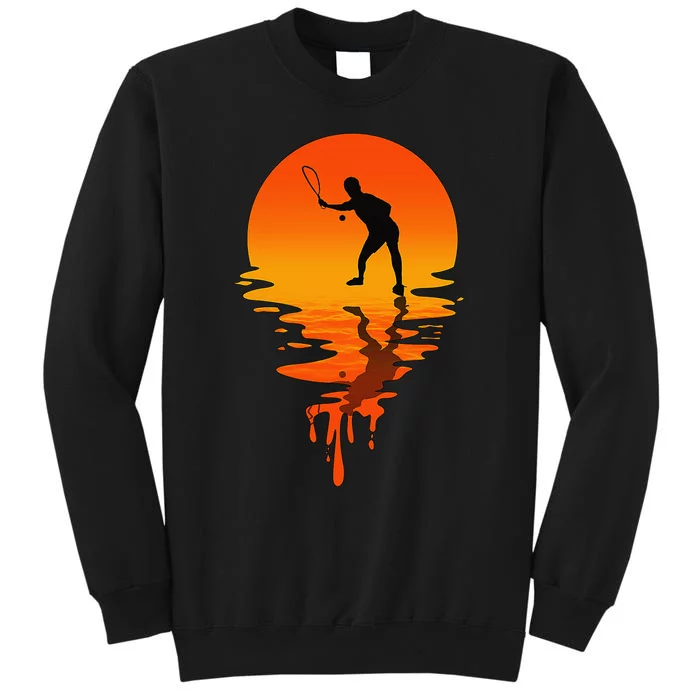 Retro Sunset Tennis Racquet Ball Coach Tennis Player Tall Sweatshirt