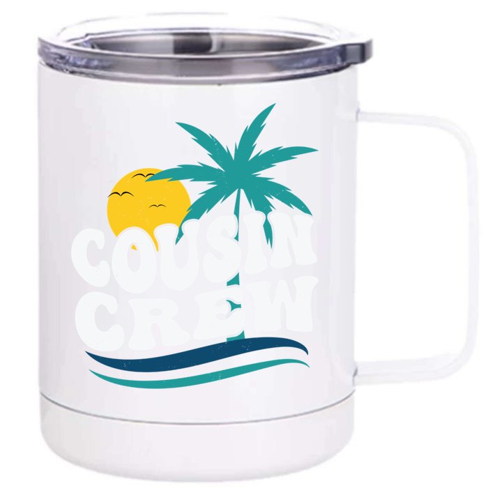 Retro Summer Tee Family Vacation Vintage Beach Cousin Crew Gift Front & Back 12oz Stainless Steel Tumbler Cup