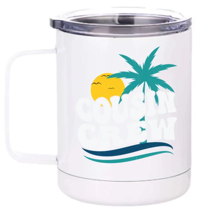 Retro Summer Tee Family Vacation Vintage Beach Cousin Crew Gift Front & Back 12oz Stainless Steel Tumbler Cup