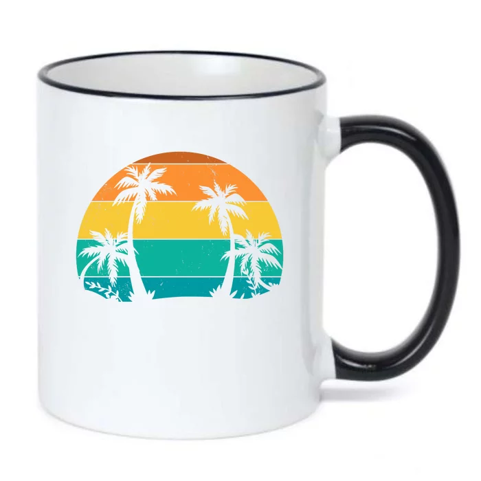 Retro Summer Tropical Beach Black Color Changing Mug