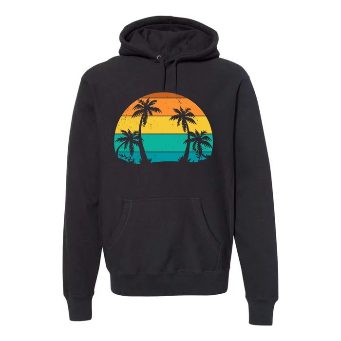 Retro Summer Tropical Beach Premium Hoodie