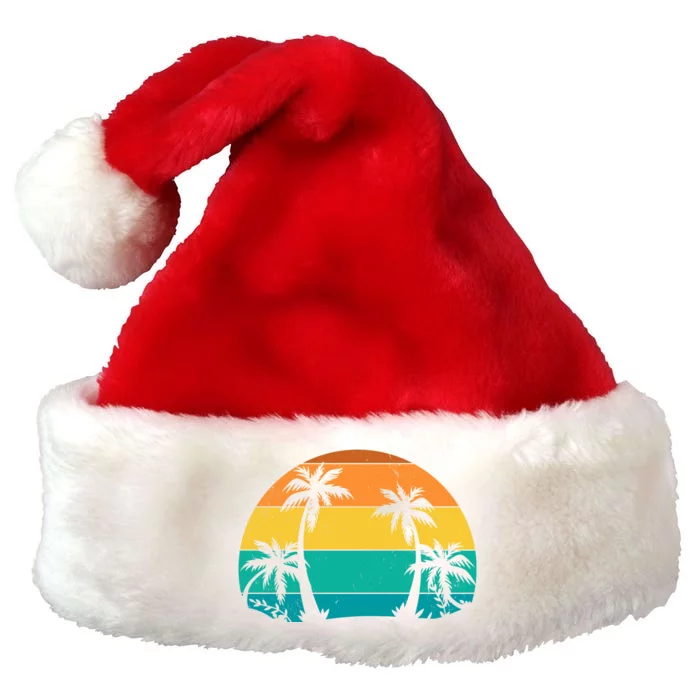 Retro Summer Tropical Beach Premium Christmas Santa Hat