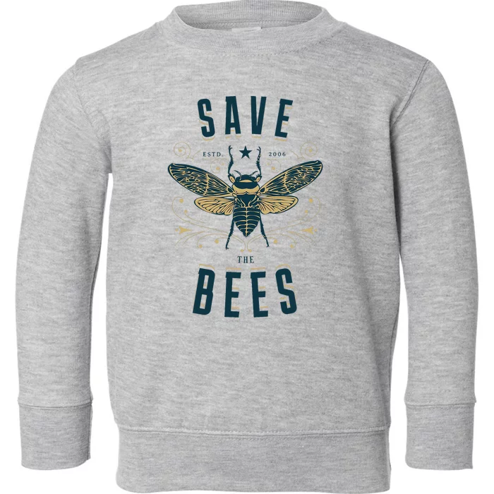 Retro Save The Bees Apiary Bee Beekeeper Earth Day Toddler Sweatshirt