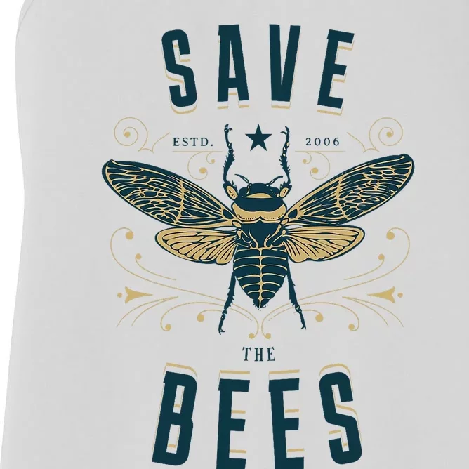 Retro Save The Bees Apiary Bee Beekeeper Earth Day Women's Racerback Tank