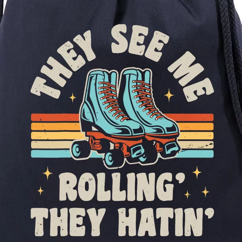 Roller Skating They See Me Rollin' They Hatin' Skater Skate Drawstring Bag