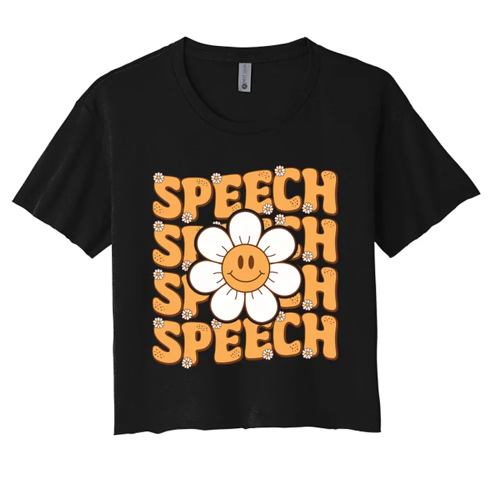 Retro Speech Therapy Speech Language Pathologist Therapist Women's Crop Top Tee