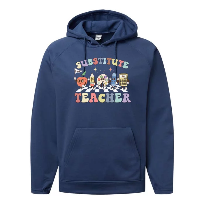 Retro Substitute Teacher Team Substitute Squad Performance Fleece Hoodie