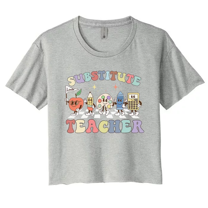 Retro Substitute Teacher Team Substitute Squad Women's Crop Top Tee