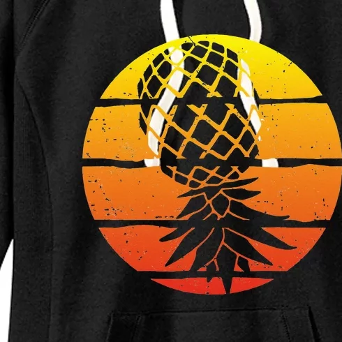 Retro Sunset Upside Down Pineapple Swinger Women's Fleece Hoodie