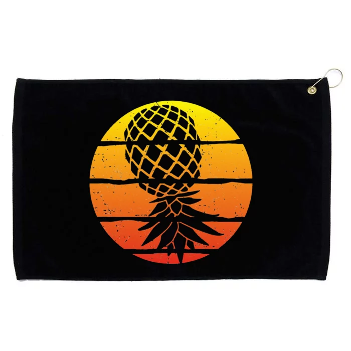 Retro Sunset Upside Down Pineapple Swinger Grommeted Golf Towel