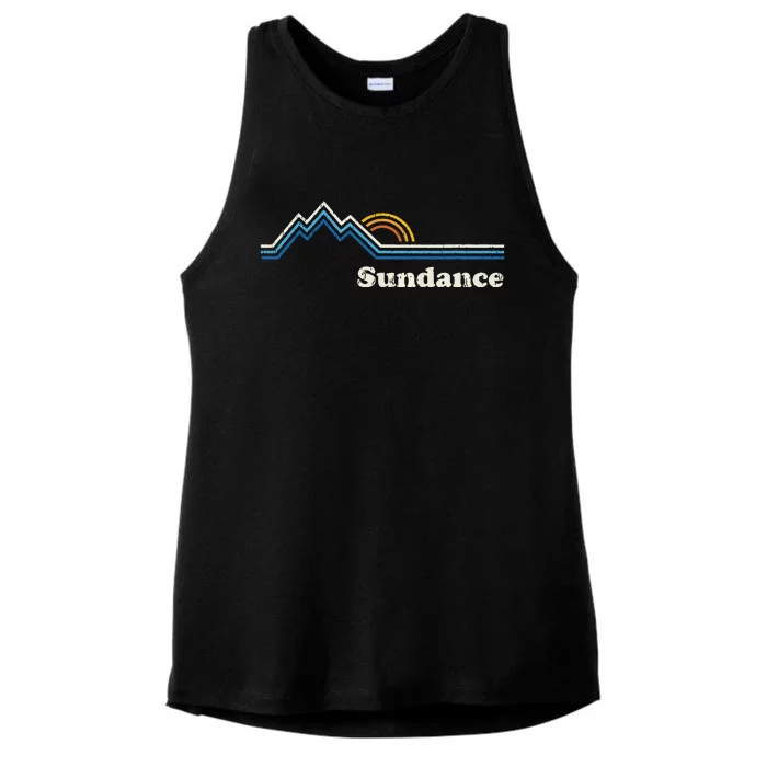 Retro Sundance Utah Ut T Vintage Sunrise Mountains Ladies Tri-Blend Wicking Tank