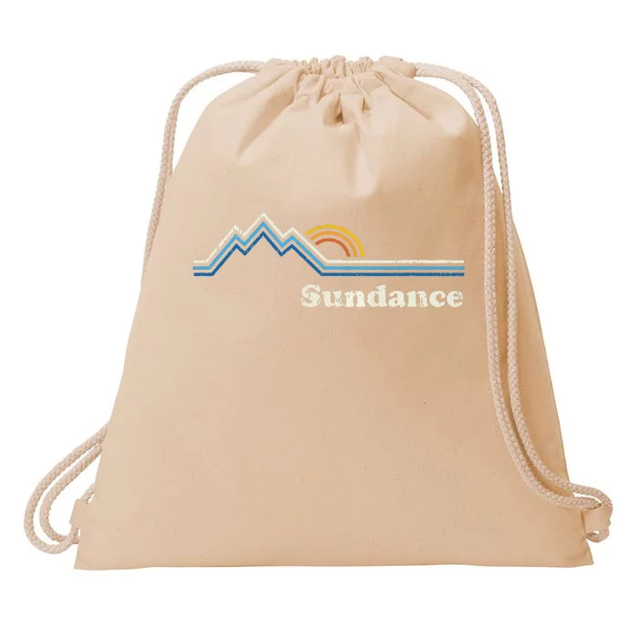 Retro Sundance Utah Ut T Vintage Sunrise Mountains Drawstring Bag