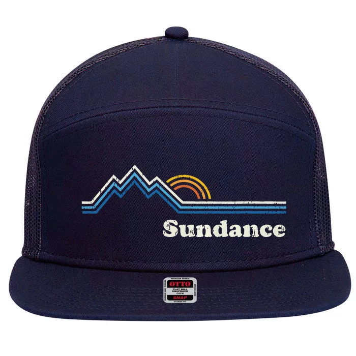 Retro Sundance Utah Ut T Vintage Sunrise Mountains 7 Panel Mesh Trucker Snapback Hat