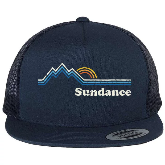 Retro Sundance Utah Ut T Vintage Sunrise Mountains Flat Bill Trucker Hat