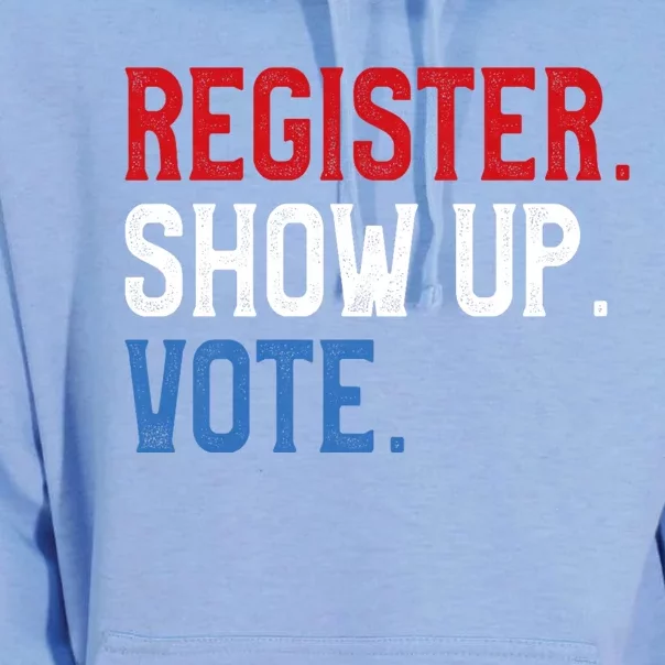 Register Show Up Vote Election Usa Voter Registration Unisex Surf Hoodie