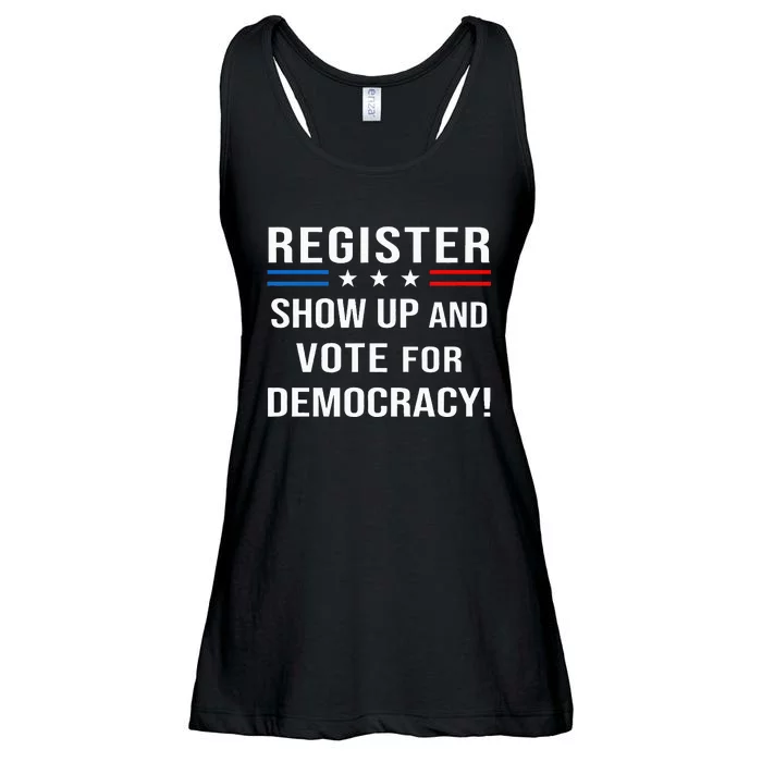 Register Shop Up And Vote For Democracy Ladies Essential Flowy Tank