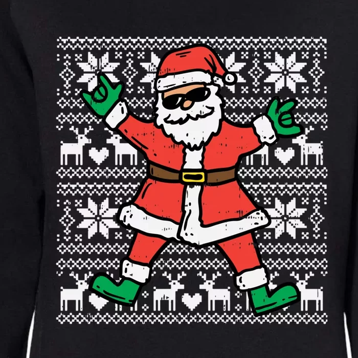 Rocker Santa Ugly Xmas Sweater Funny Christmas Rock Gift Womens California Wash Sweatshirt