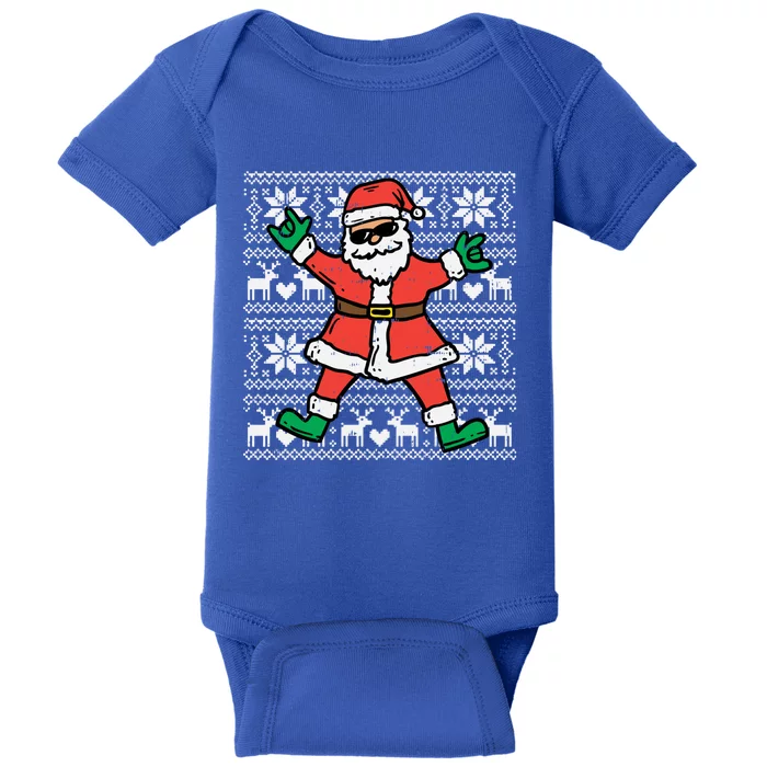 Rocker Santa Ugly Xmas Sweater Funny Christmas Rock Gift Baby Bodysuit