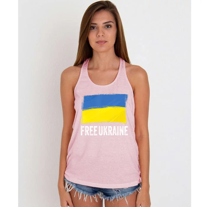 Retro Support Ukraine I Stand With Ukraine Flag Free Ukraine Gift Women's Knotted Racerback Tank