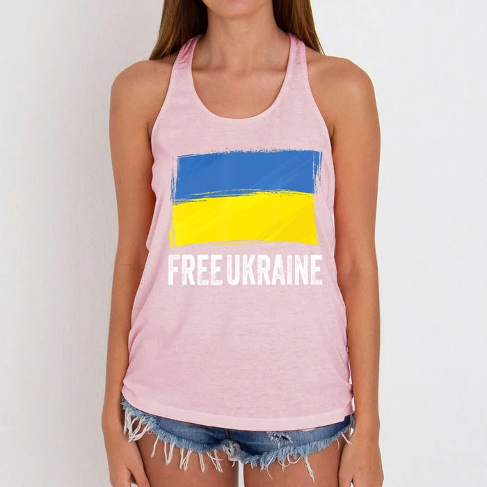 Retro Support Ukraine I Stand With Ukraine Flag Free Ukraine Gift Women's Knotted Racerback Tank