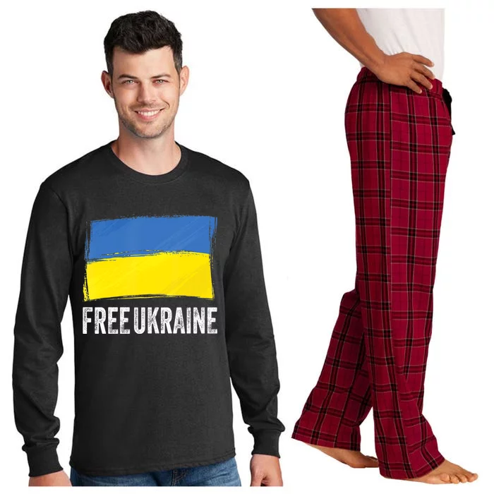 Retro Support Ukraine I Stand With Ukraine Flag Free Ukraine Gift Long Sleeve Pajama Set