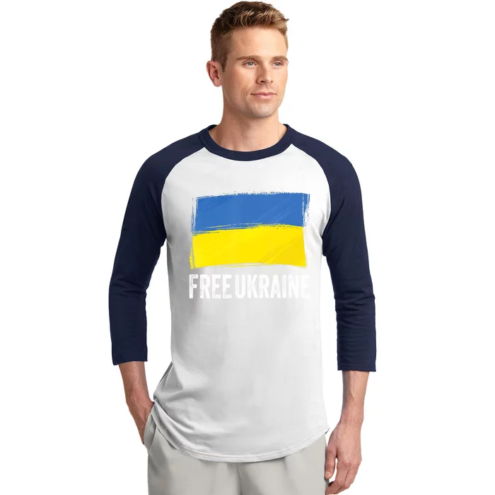 Retro Support Ukraine I Stand With Ukraine Flag Free Ukraine Gift Baseball Sleeve Shirt