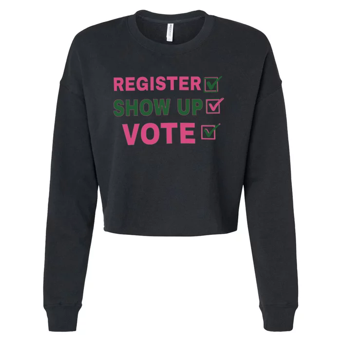 Register Show Up Vote Cropped Pullover Crew