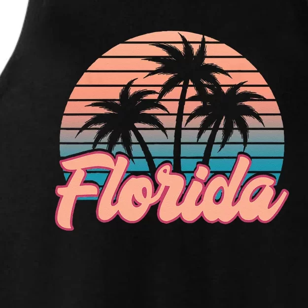 Retro Sunset Upside Down Pineapple Swinger Ladies Tri-Blend Wicking Tank