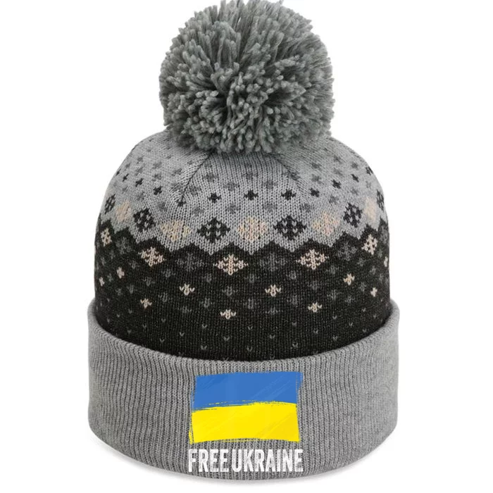 Retro Support Ukraine I Stand With Ukraine Flag Free Ukraine Gift The Baniff Cuffed Pom Beanie