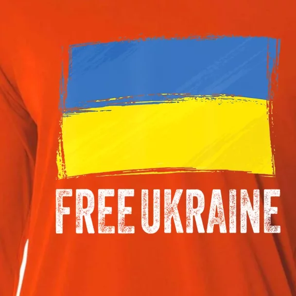 Retro Support Ukraine I Stand With Ukraine Flag Free Ukraine Gift Cooling Performance Long Sleeve Crew