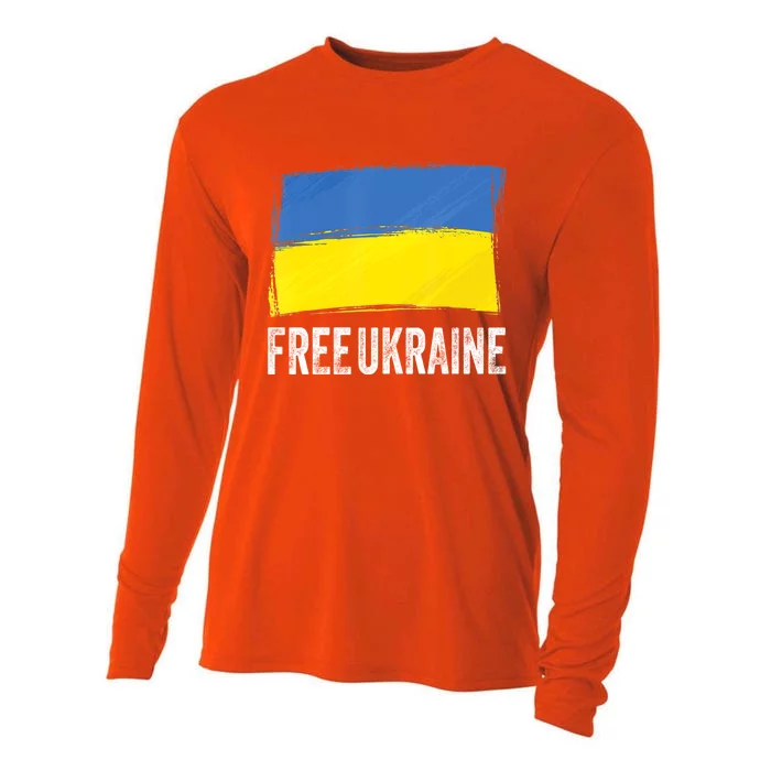 Retro Support Ukraine I Stand With Ukraine Flag Free Ukraine Gift Cooling Performance Long Sleeve Crew