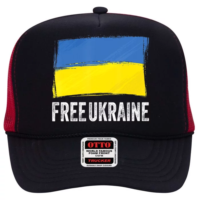 Retro Support Ukraine I Stand With Ukraine Flag Free Ukraine Gift High Crown Mesh Trucker Hat