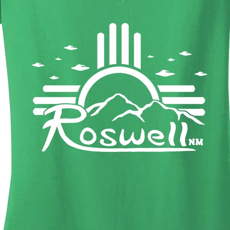 Roswell Sun Ufo Alien Funny Women's V-Neck T-Shirt