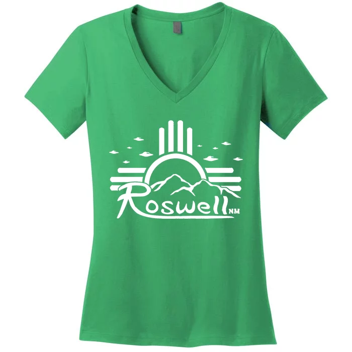 Roswell Sun Ufo Alien Funny Women's V-Neck T-Shirt