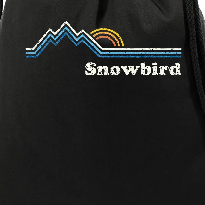 Retro Snowbird Utah Ut Sunrise Mountains Drawstring Bag