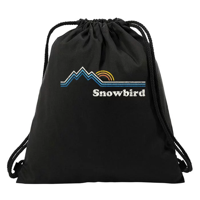 Retro Snowbird Utah Ut Sunrise Mountains Drawstring Bag