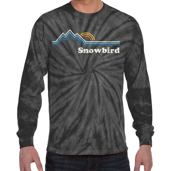 Retro Snowbird Utah Ut Sunrise Mountains Tie-Dye Long Sleeve Shirt