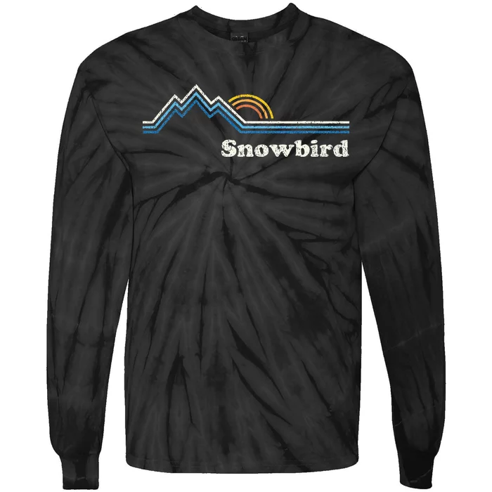 Retro Snowbird Utah Ut Sunrise Mountains Tie-Dye Long Sleeve Shirt